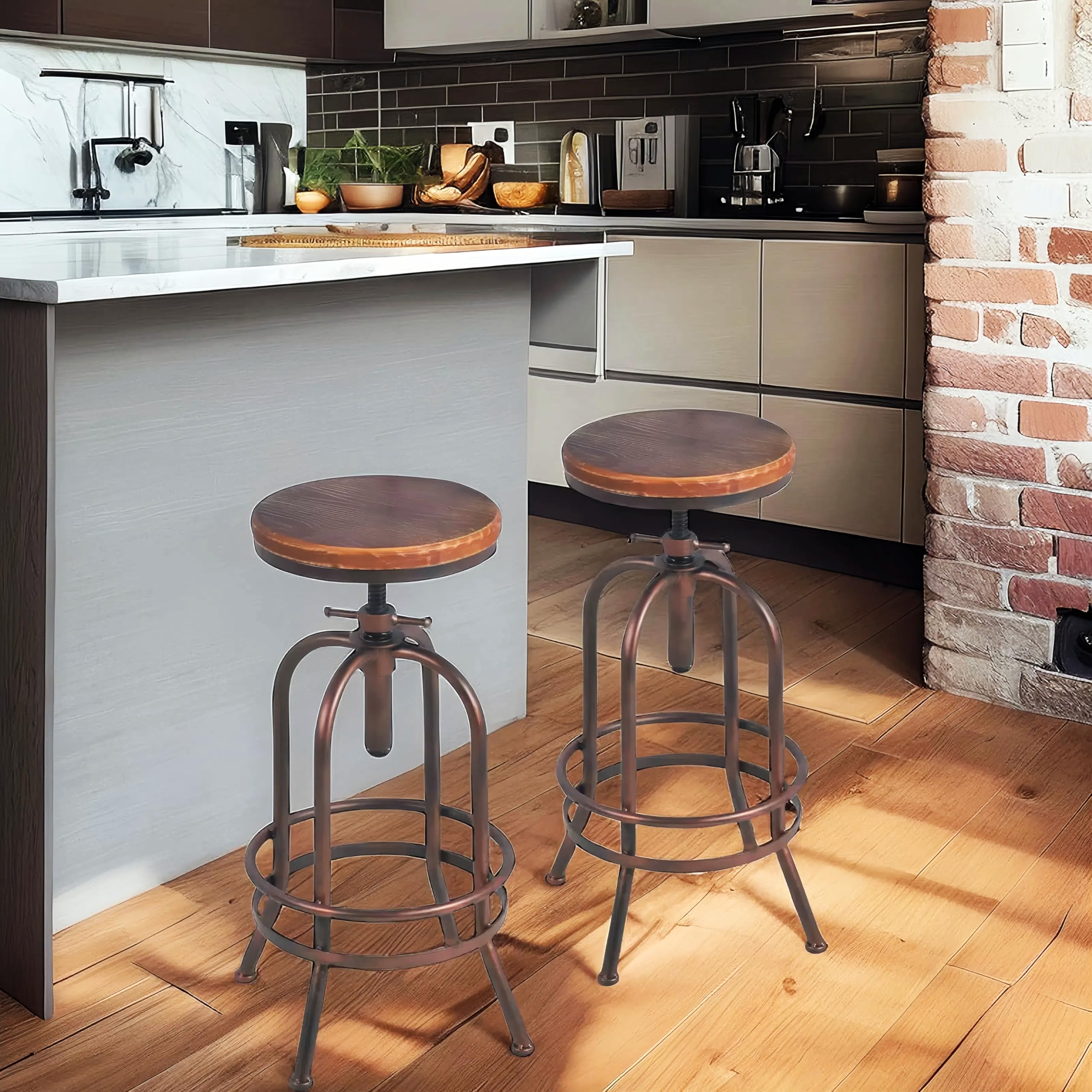 Amazon.com: BOKKOLIK Set of 2 Industrial Bar Stool-Retro 26