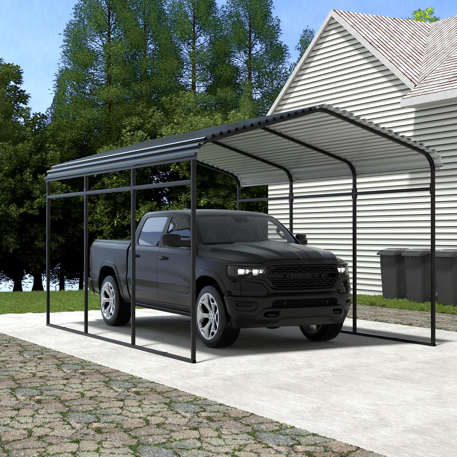 Xilingol Metal Carport, Heavy Duty Carport Canopy with Galvanized Steel Frame and Roof, Outdoor Storage Shed, Car Tent Garage Shelter for Pickup, Truck, Boat and Tractor (12x20 FT)
