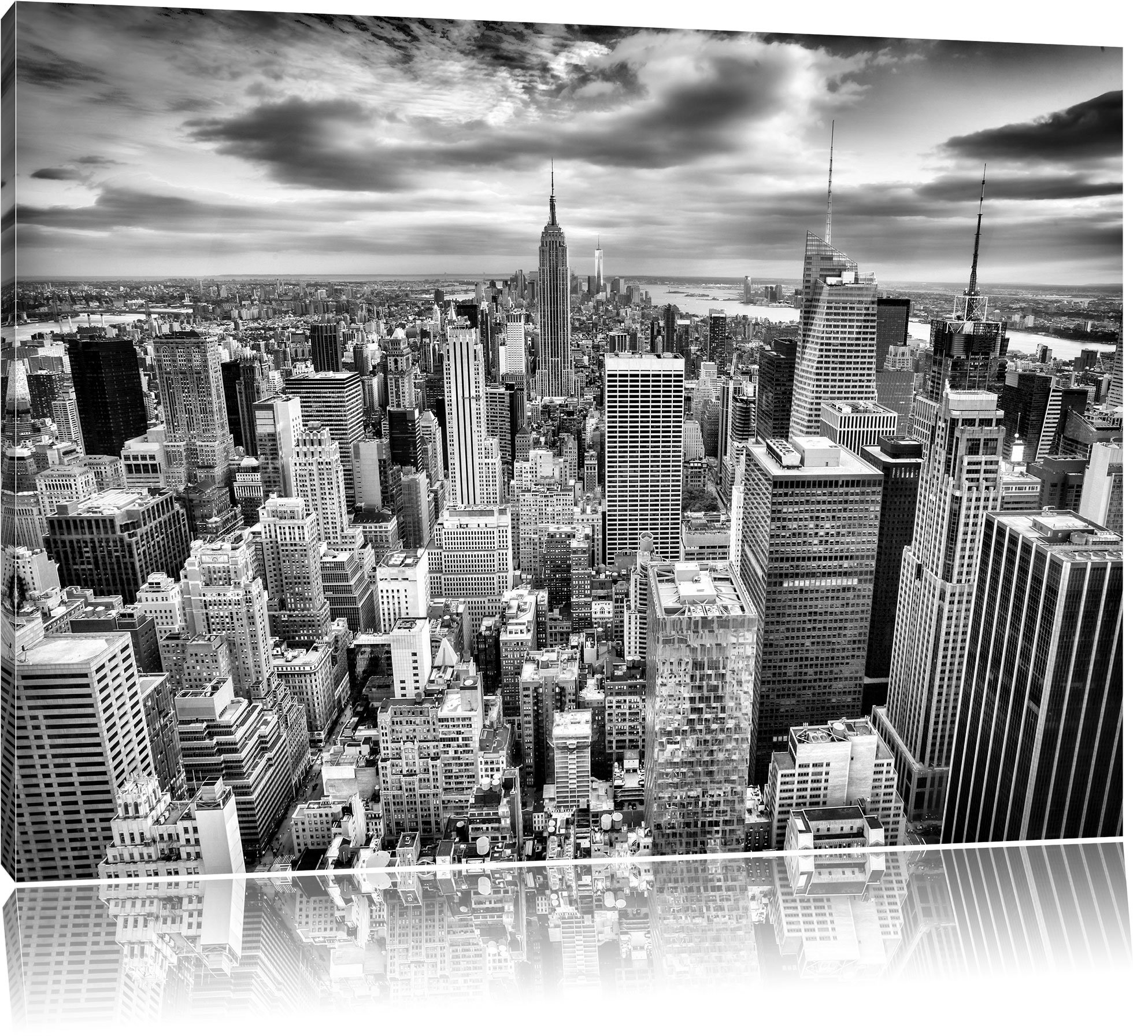Pixxprint Skyline von New York, Größe: 120x80cm, Leinwandbild, fertig gespannt, Wandbild, Dekoration, Kunstdruck, kein Poster