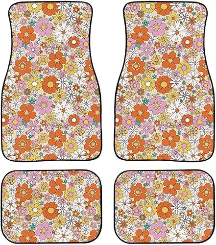 Miniatura 9 de Alfombrillas de coche con diseño de rosas azules, 4 piezas, antideslizante, con parte trasera de goma, alfombras resistentes para automóvil