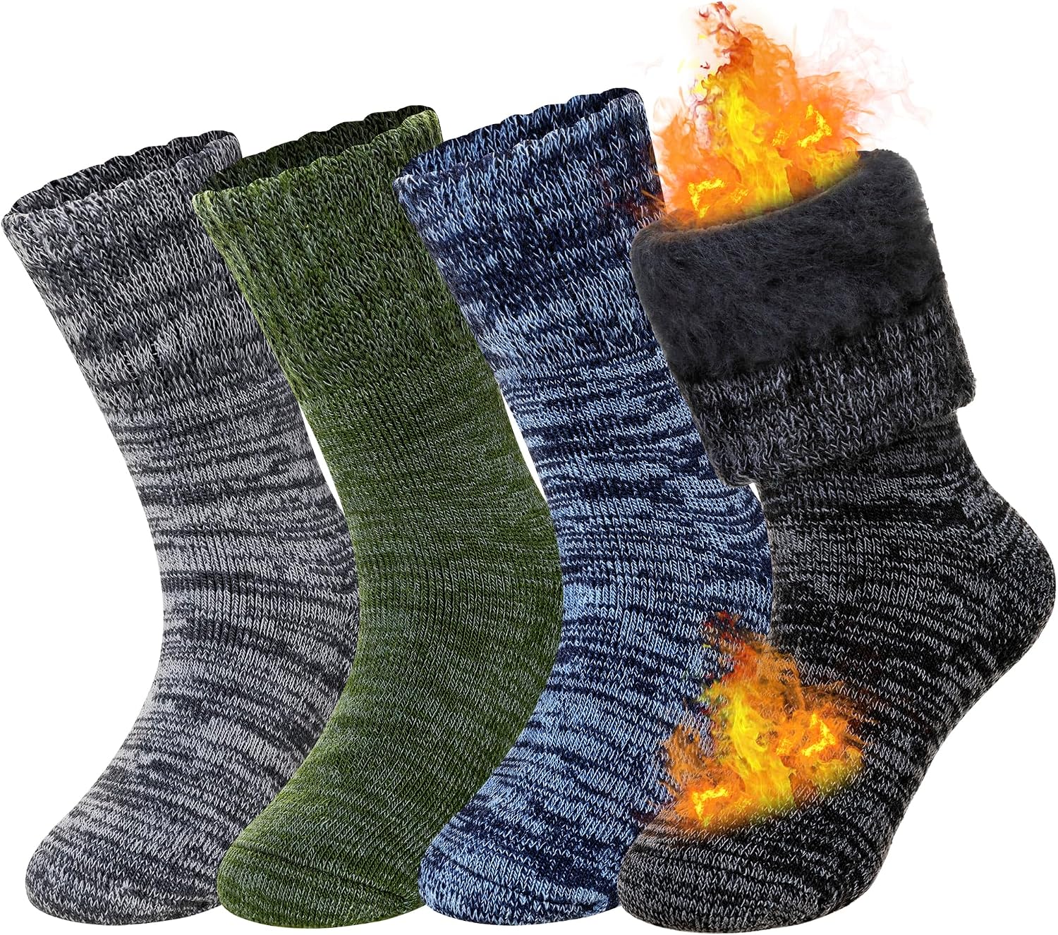 Kids Heated Hiking Socks Winter Children Thick Soft Warm Thermal Snowboarding Boy Girls Insulated Socks 4 Pairs