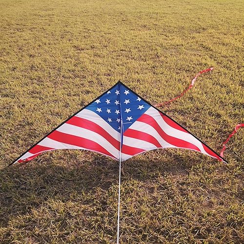 Miniatura 3 de YFAFENGS Cometa Delta para niños y adultos fácil de volar, cometa de playa para principiantes para juegos al aire libre con línea y mango