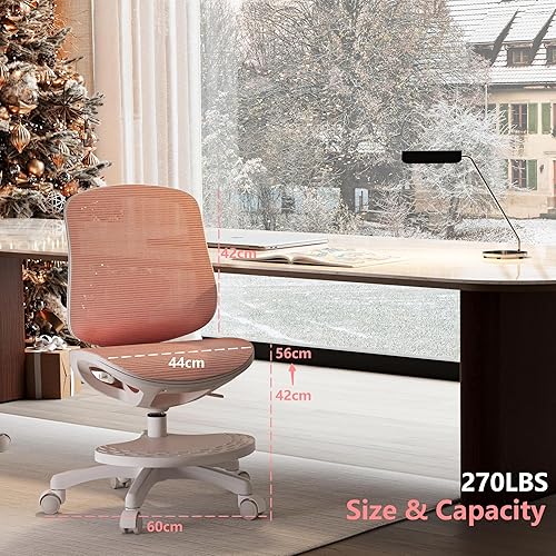 Miniatura 2 de Silla de escritorio, silla de estudio ergonómica con soporte lumbar y reposapiés, altura ajustable, silla de estudiante de malla con respaldo
