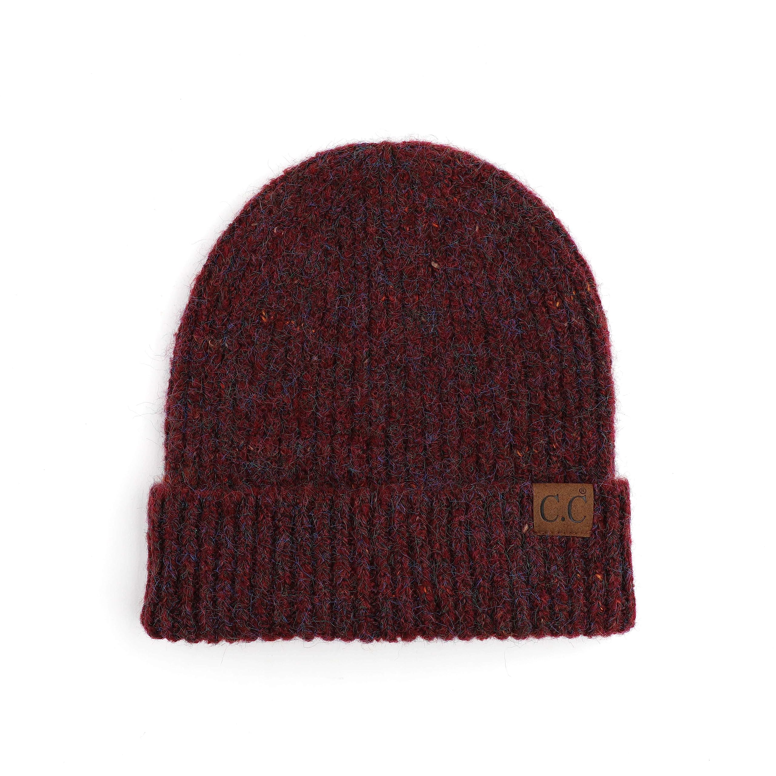 C.C Unisex Warm Soft Recycled Yarn Skully Beanie, 2 Way Cuff Mustard