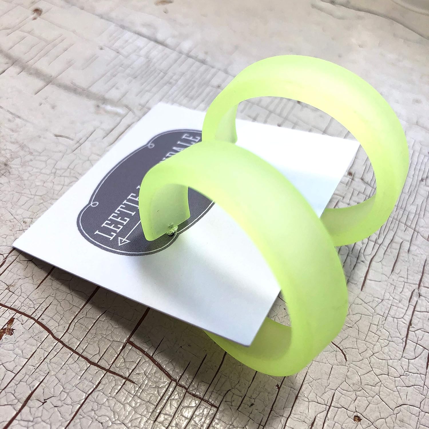 Large Neon Yellow Frosted Lucite Portland Hoop Earrings - PTLD-YL-2