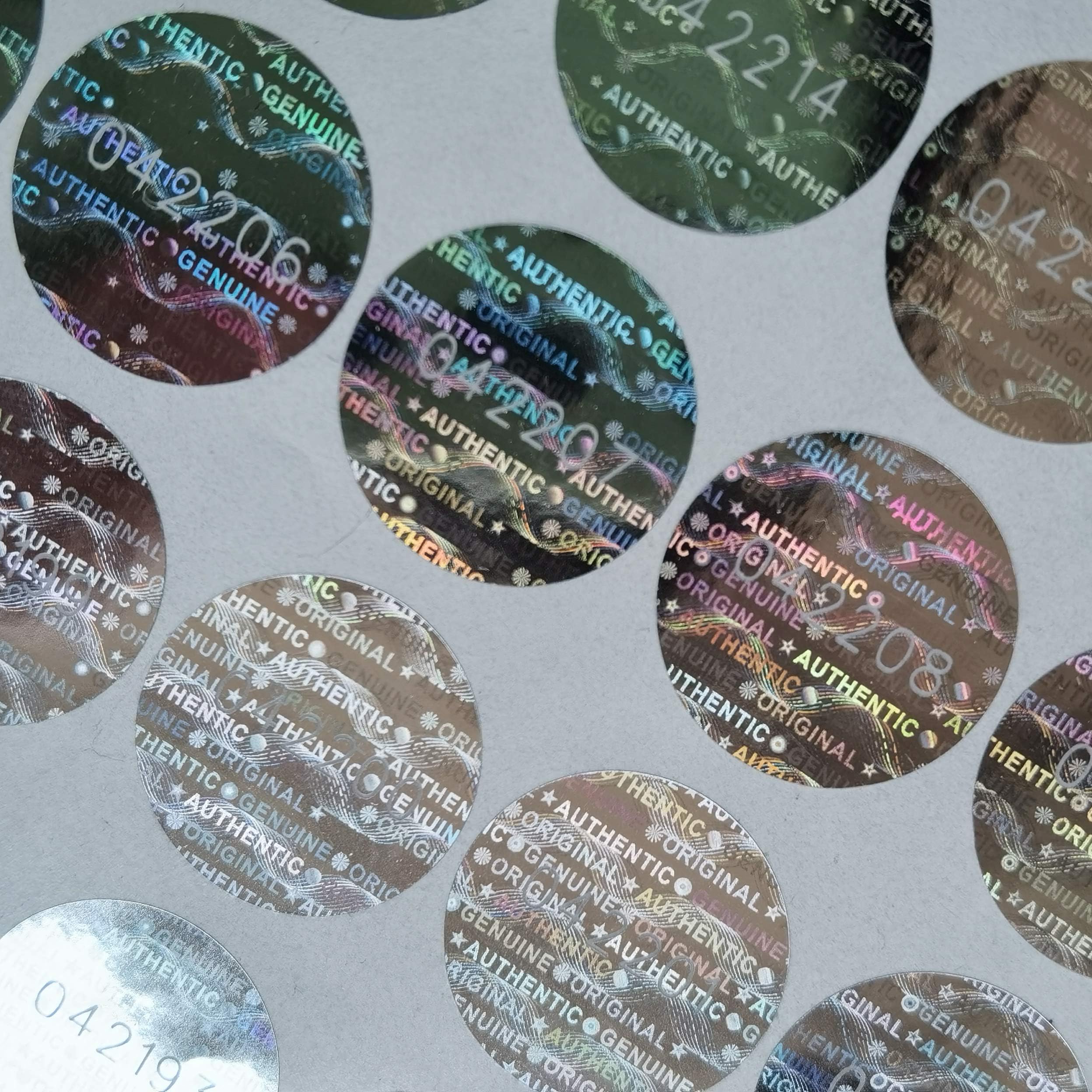 TLK&FBB 0.79 inch Silver High Security Tamper Evident Seal Warranty Void Original Genuine Authentic Hologram Labels/Stickers w/Unique Sequential Serial Numbering Tamper Proof Stickers(500)