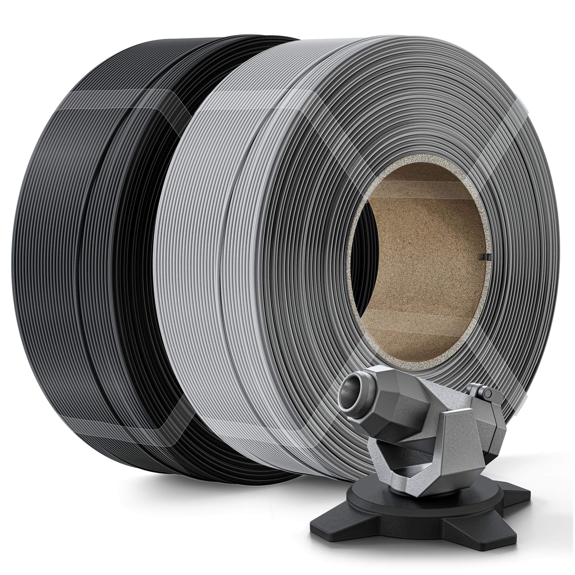 Creality PETG Filament Refill 1.75mm 3D Printer Filament, 2kg (4.4lb) Refilament for Bambu Lab Reusable Spool, Dimensional Accuracy ±0.03mm,Black+Grey