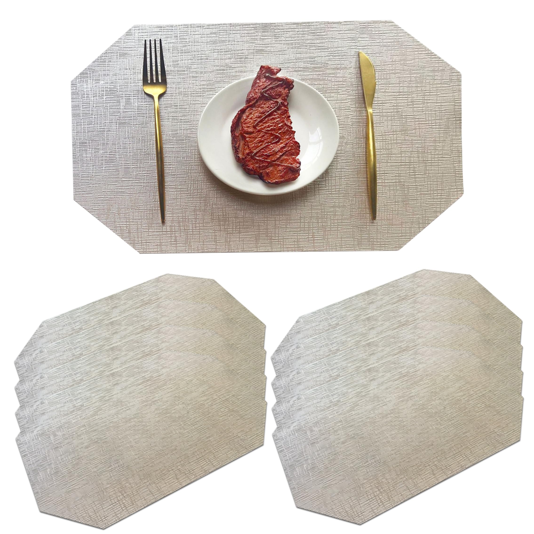 Sets de table en cuir résistants à la chaleur et imperméables x8