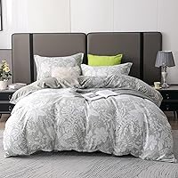 Vista 33 de OAITE - Juego de funda de edredón individual con patrón floral de 600 hilos, ultrasuave, 100% algodón, fibra larga, juego de 3 piezas, transpirable