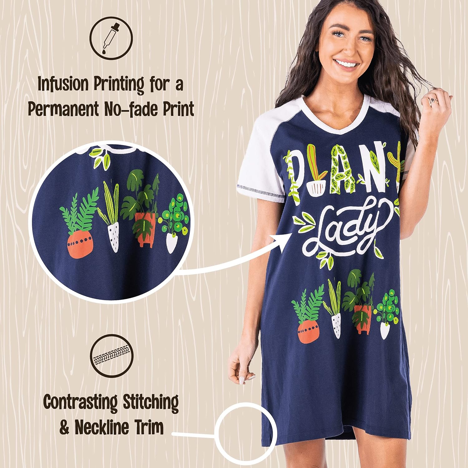 Lazy One Women's Nightgown, Funny V-Neck Sleep Shirt for Women, Novelty Pajama Shirts - Image 5