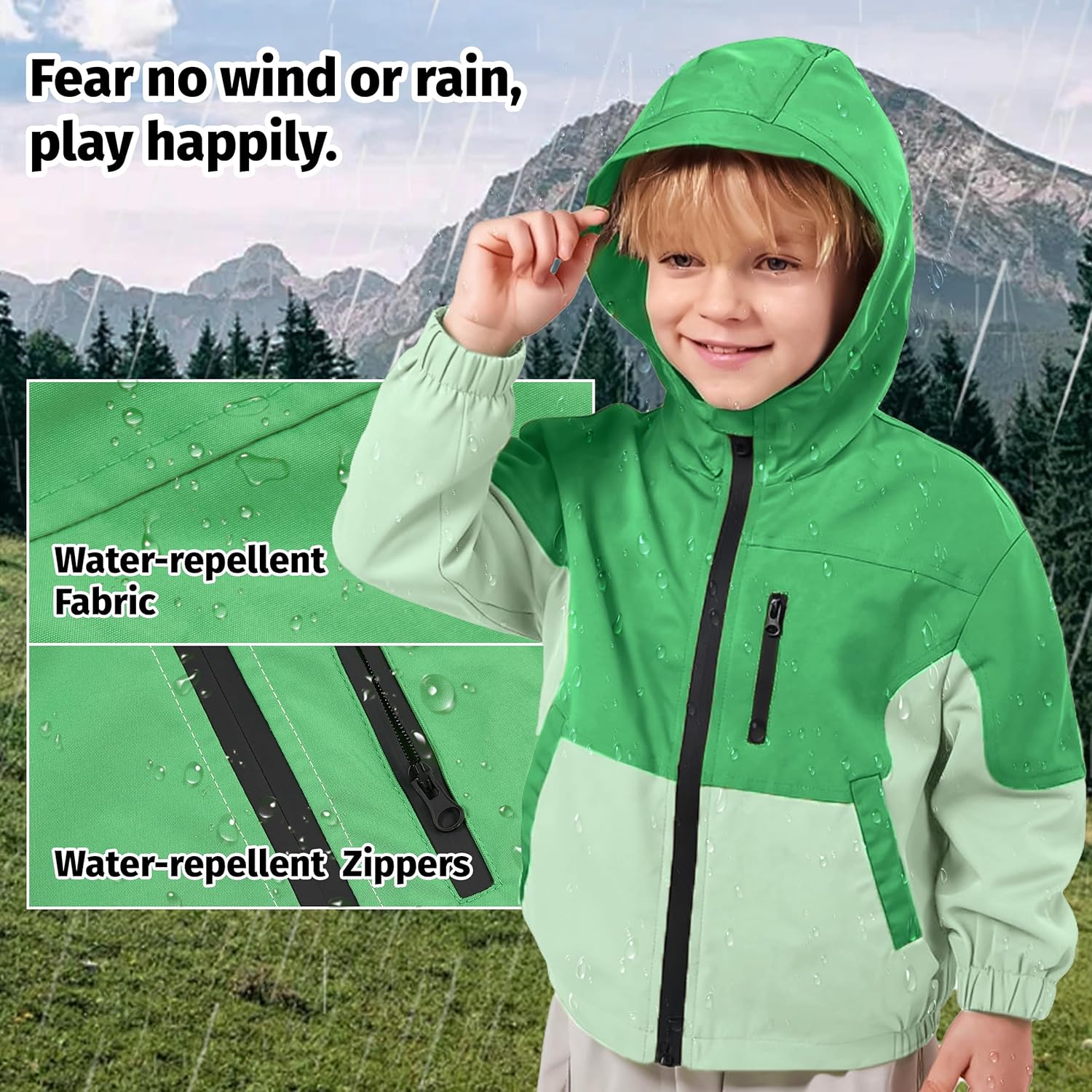 Volunboy Toddler Boys Windbreaker Jackets Patchwork Lightweight Zip Hoodie Outerwear Fall Spring Windproof Hooded Coat - Image 5