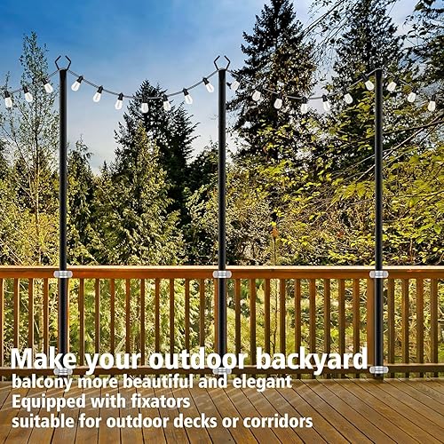 Miniatura 36 de AILBTON Paquete de 4 postes de luz de suspensión para exteriores para colgar luces exteriores, con clip y soporte, soporte de montaje de poste