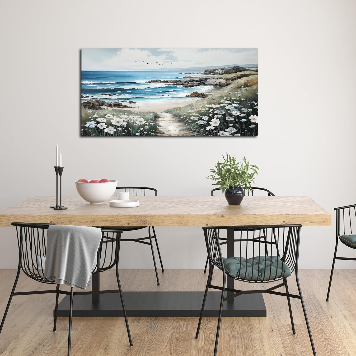 Large Canvas Wall Art for Living Room Beach Landscape Wall Art Decor Prints Modern Office Wall Decor Flower Pictures Wall Decor Artwork Canvas Wall Painting Wall Decor for Bedroom with Frame 20x40 IN
