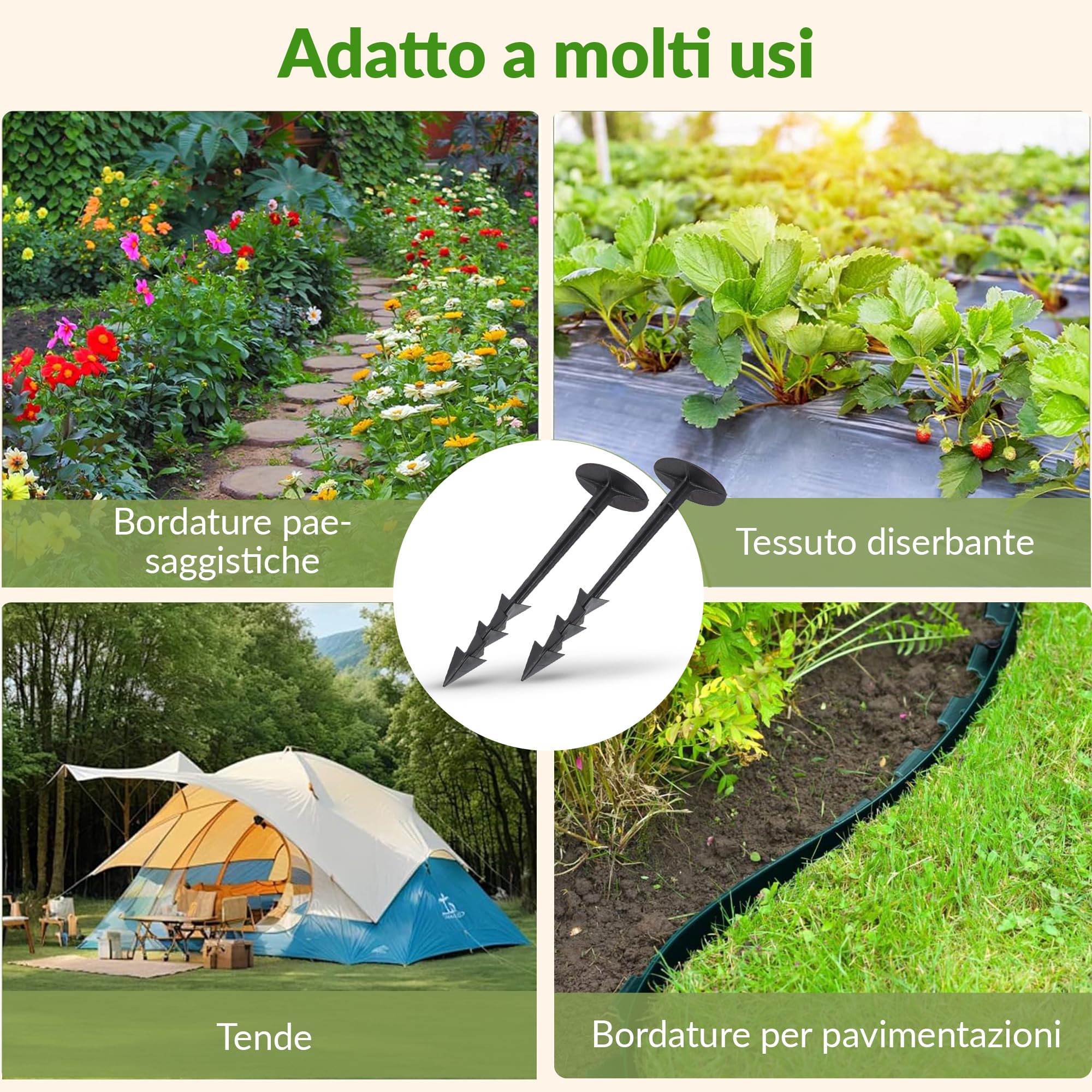 GARDENIX 40 pezzi TerraPEG XL, ancoraggio da per giardino per tessuto, estremamente stabile ancoraggio per fissaggio sicuro in terreni sabbiosi e duri