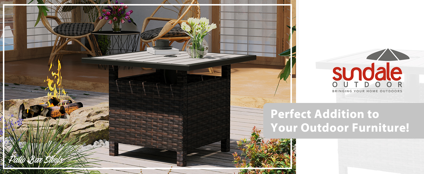 heatherstone wicker patio umbrella side table Sundale 22