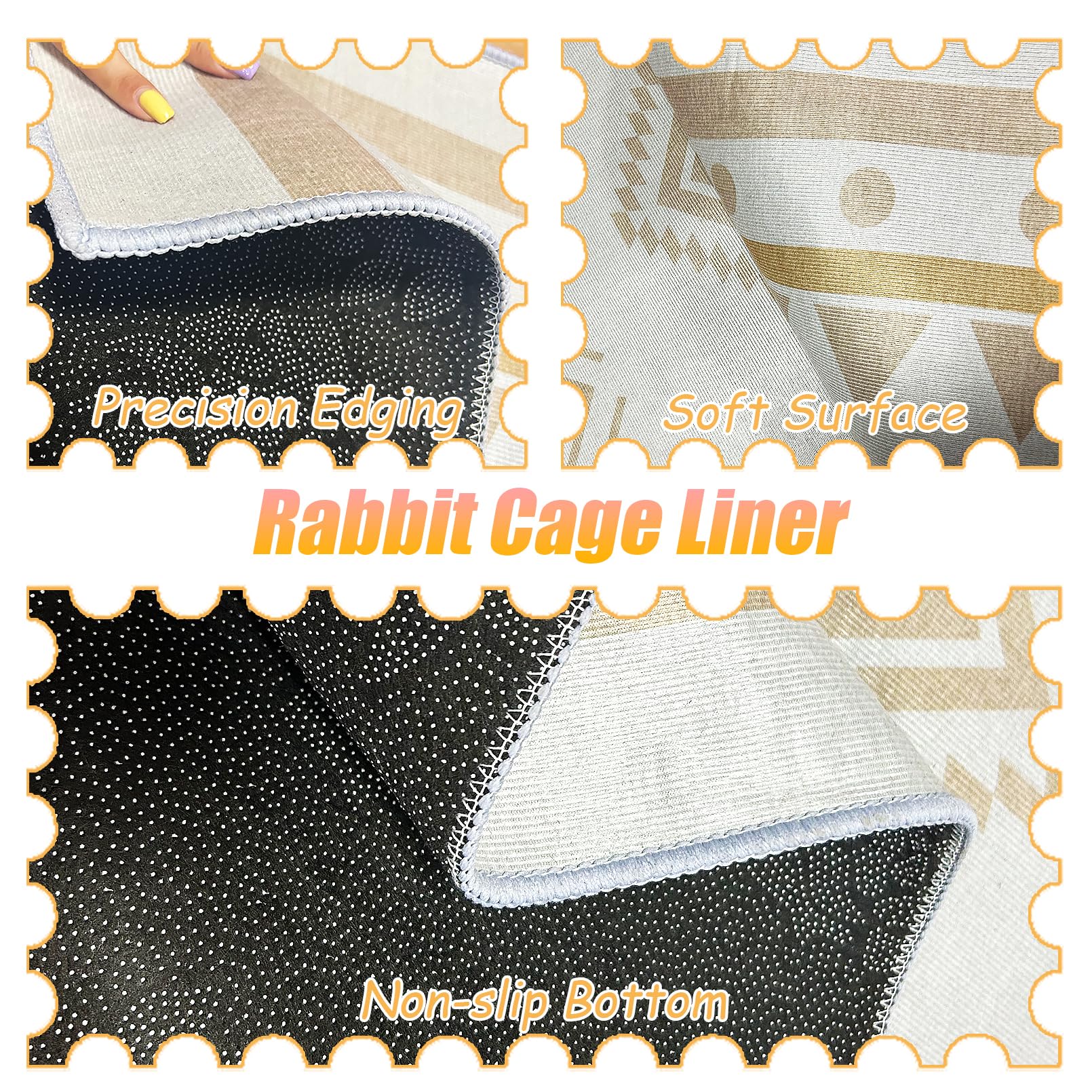 Tapis lavable pour cage à lapin, 200,7 x 140 cm, tapis de sol doux antidérapant pour animal domestique, tapis de mise bas extra large réutilisable pour chinchillas totoro furet (L)
