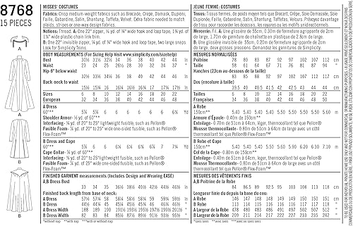 Miniatura 8 de Simplicity 8768 Vestido de cosplay de fantasía para mujer, patrón de costura, tallas 14-22