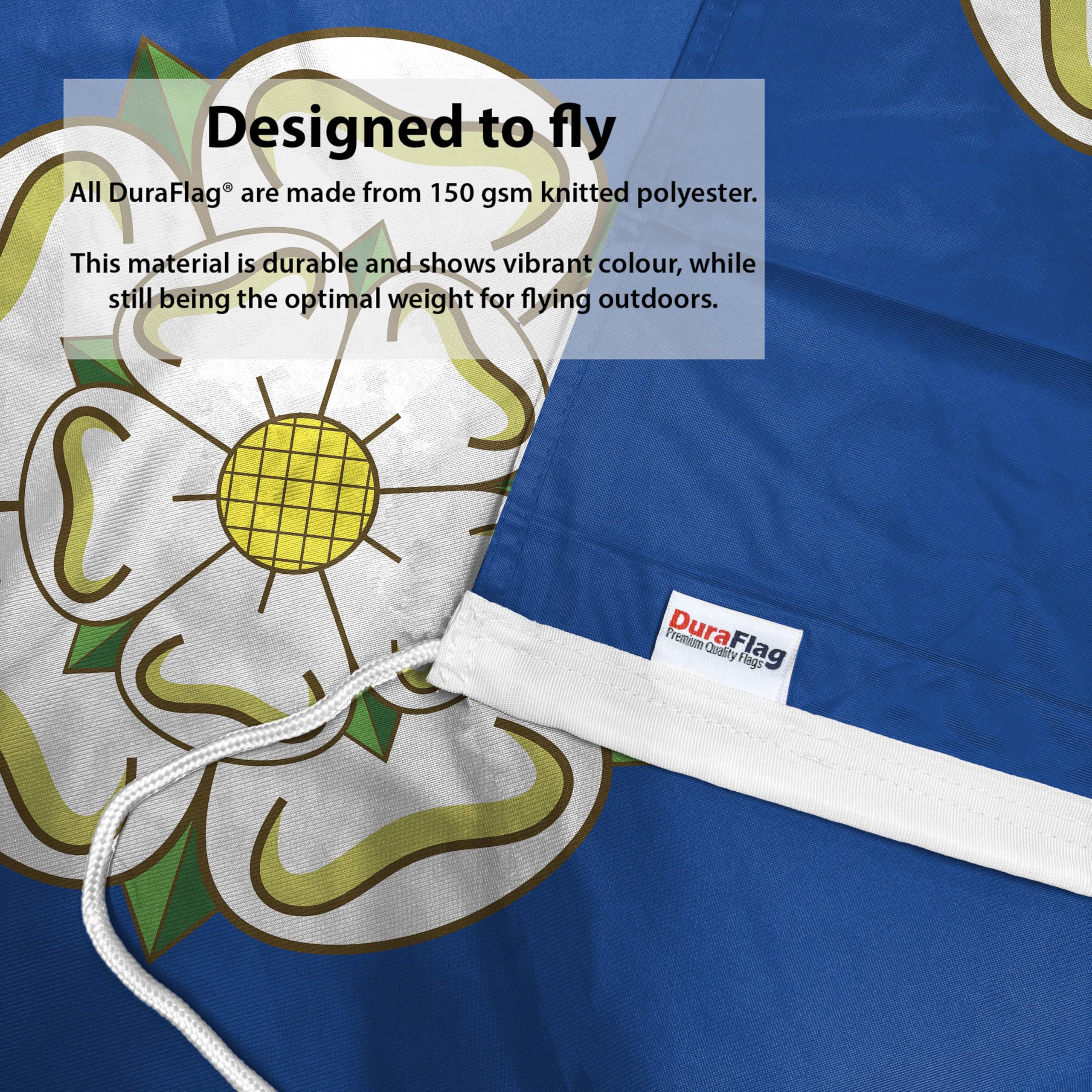 DuraFlag Yorkshire New Flag Premium Quality Flags With Rope & Toggle Fittings Reinforced Stitching 150gsm Suitable For Flagpoles (20" x 12" (50cm x 30cm)) - Image 3