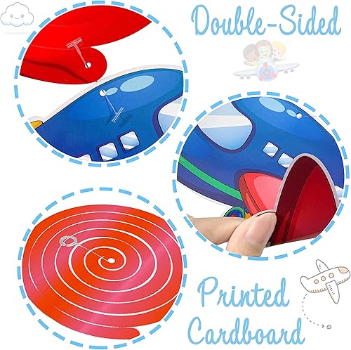 Miniatura 6 de Remolinos colgantes para avión, decoración de fiesta de cumpleaños, helicóptero, remolinos de papel de aluminio, serpentinas de techo para avión,