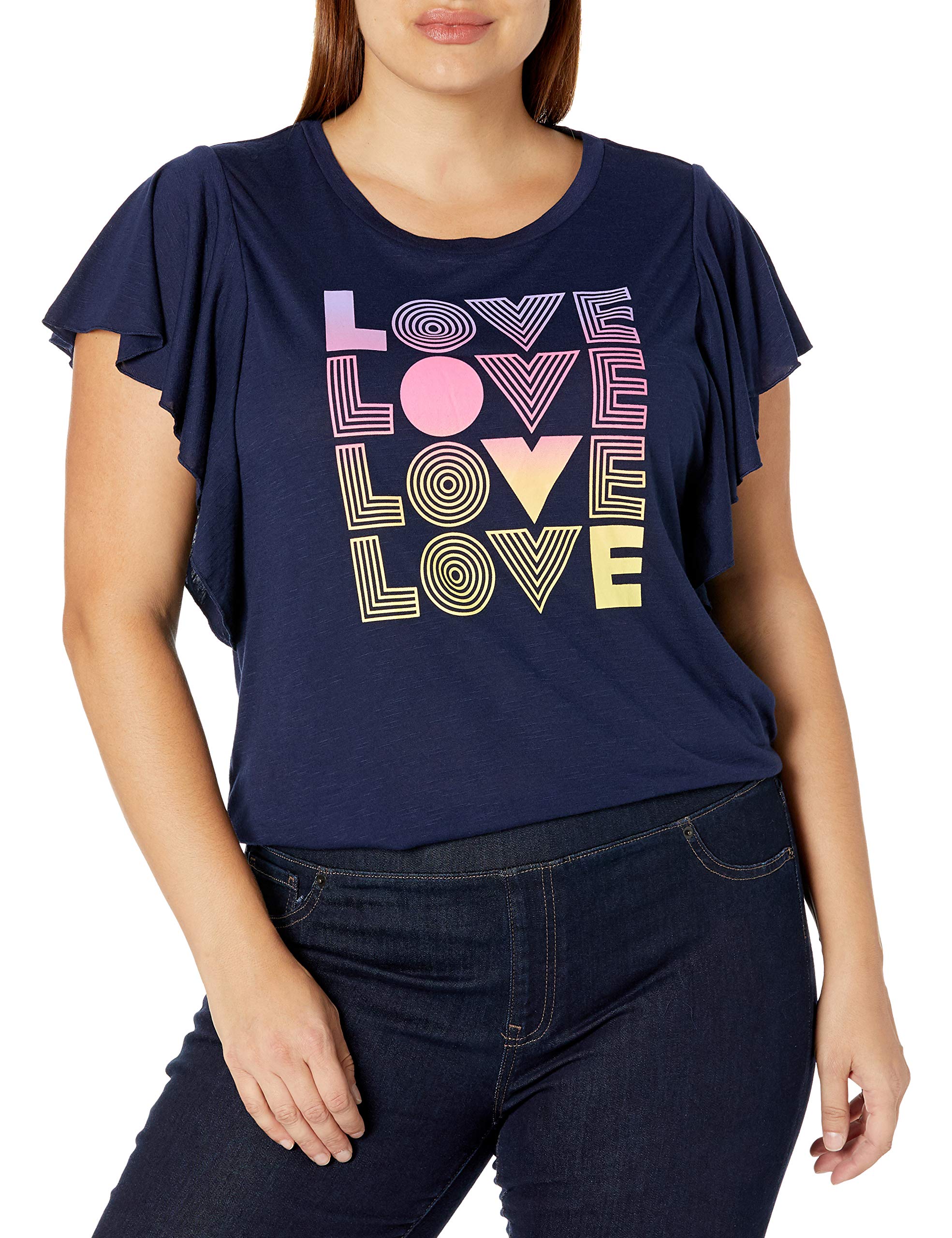 Jessica SimpsonWomen's Yara Cutie Ruffle Sleeve Graphic Tee Shirt