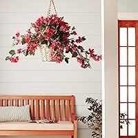 Vista 8 de Nearly Natural Cesta colgante de buganvillas resistente a los rayos UV (interior/exterior)