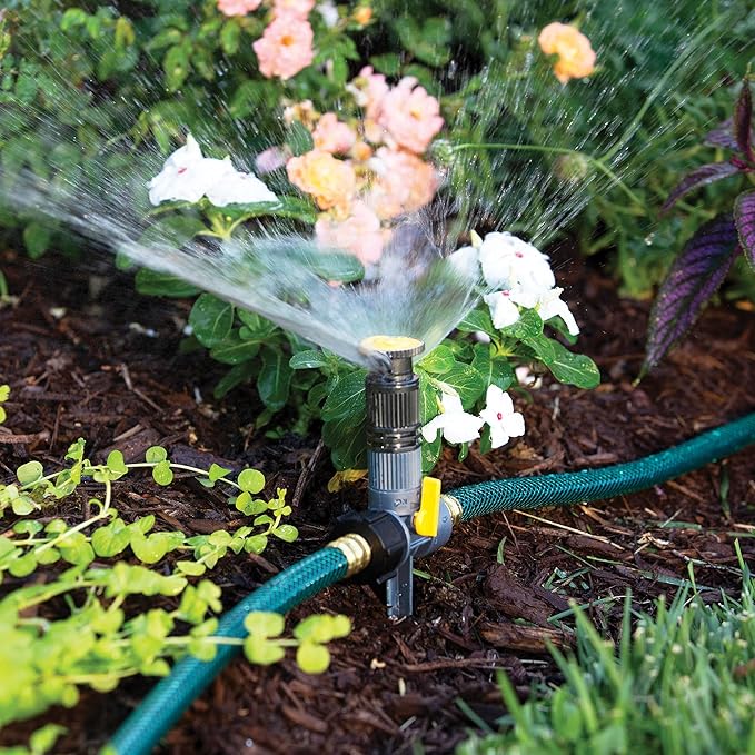 These spike sprinklers feature a durable construction and are designed to withstand the rigors of outdoor use. The spikes make it easy to secure the sprinklers in place, while the adjustable settings make it simple to customize the watering pattern to target specific areas. Whether you need to water a small flower bed or a larger section of the lawn, this bundle is a convenient and reliable option for efficient watering. Overall, the Melnor 65191AMZ Adjustable Spike Set Sprinkler Bundle offers a simple and effective solution for keeping your garden or lawn healthy and hydrated. Description by ChatGPT.