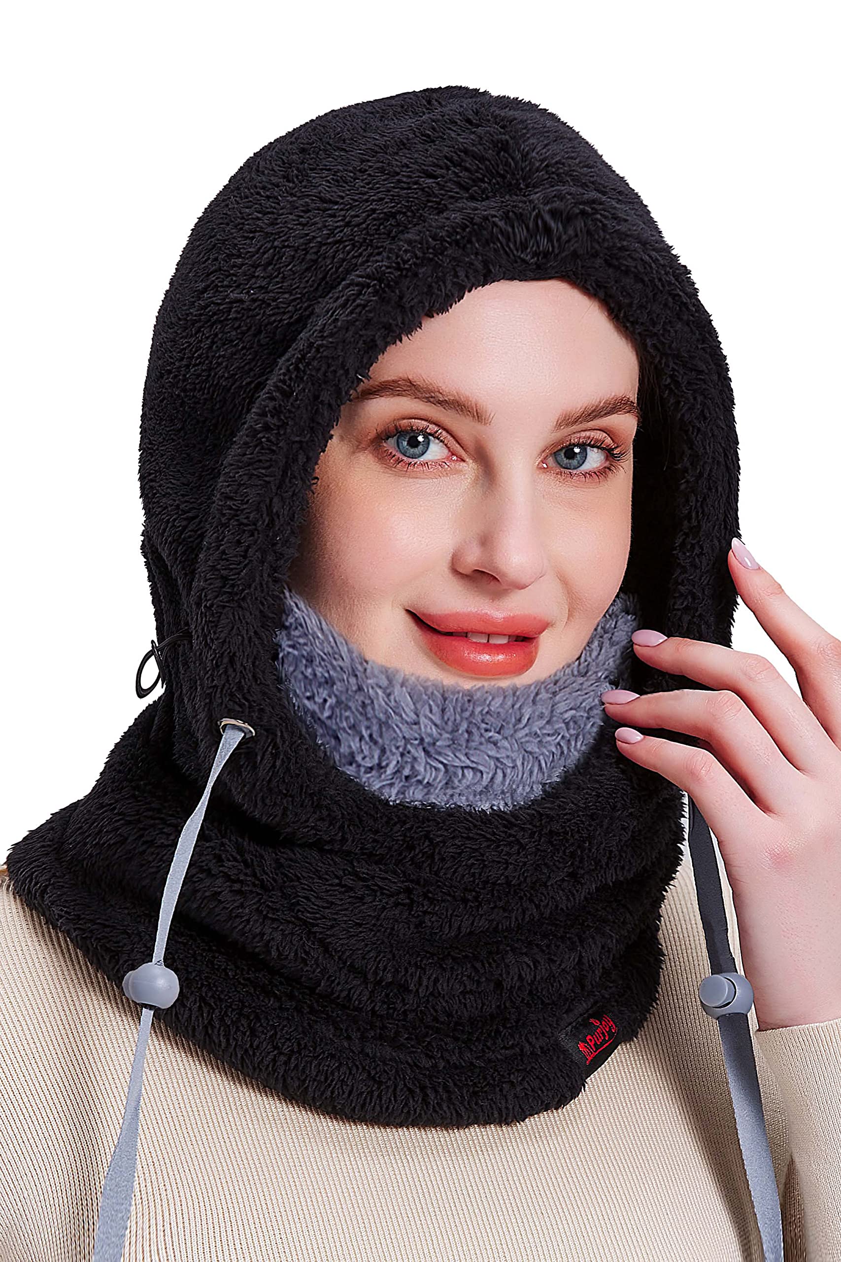 PurjoyPurjoy Warm Fleece Balaclava Wind-Resistant Winter Face Mask,Soft Ski  Mask for Women and Men,Face Cover Hat Cap Scarf