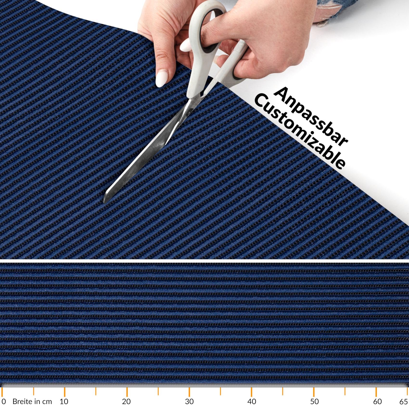 ANRO Alfombrilla de baño de espuma suave, antideslizante, color azul, 65 x 220 cm