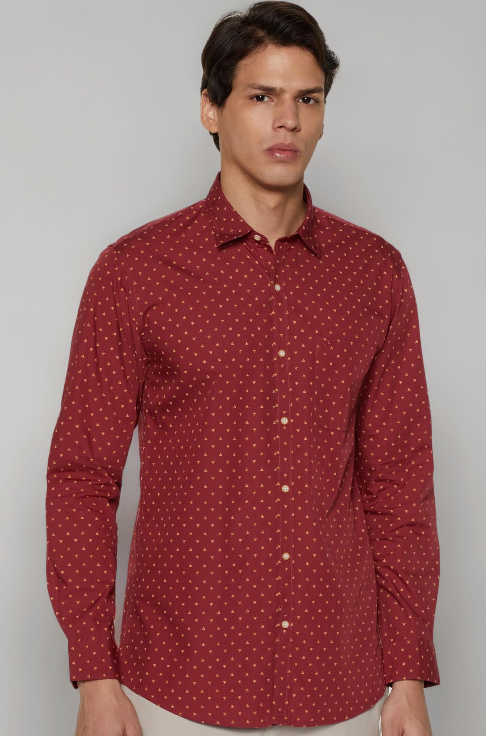 Peter England Men's Printed Slim Fit Party Branded Insignia Full Sleeve Casual Shirt Cotton