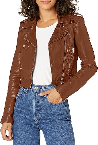 lamarque cropped leather jacket