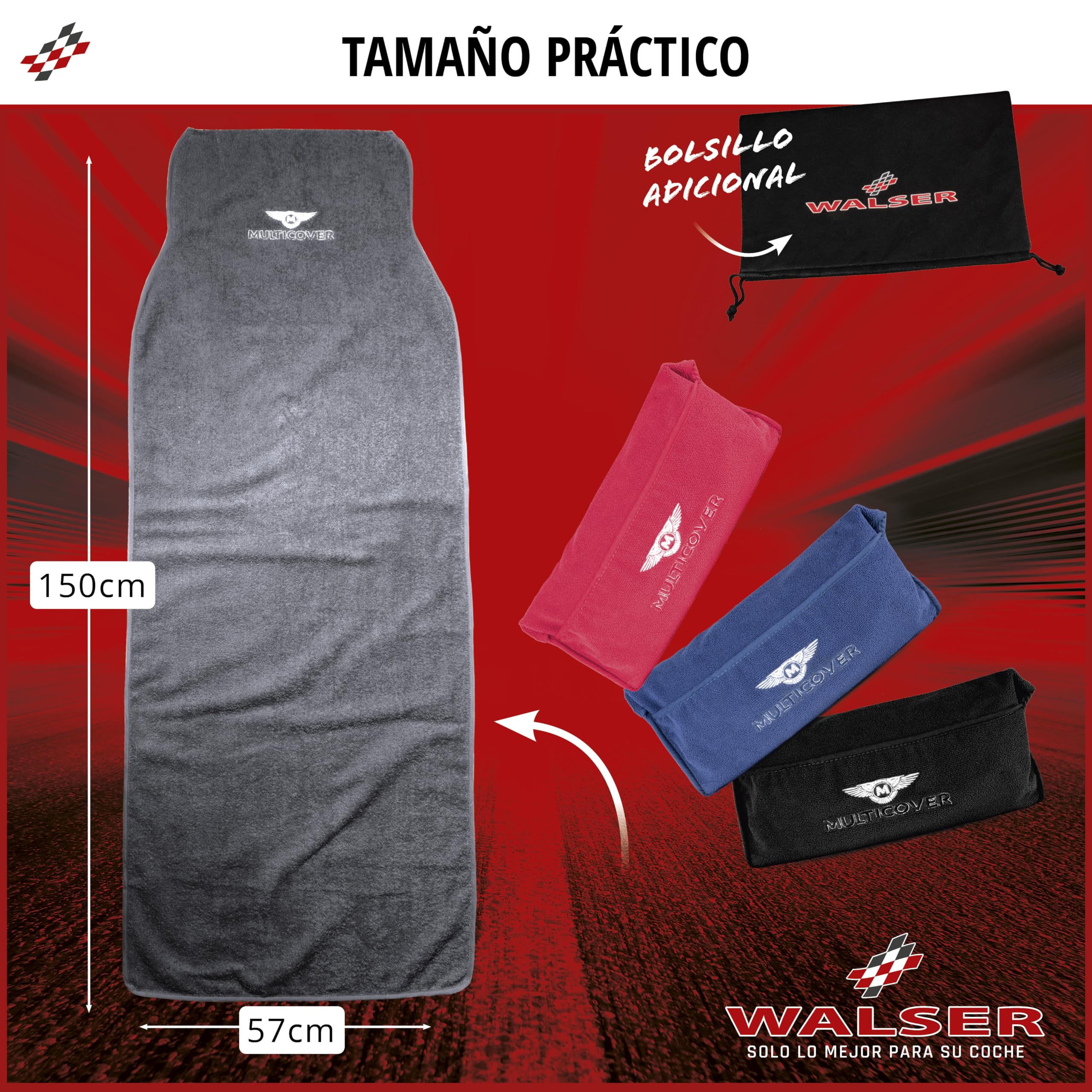 WALSER funda de asiento Multicover, funda de asiento de coche universal, funda de asiento de coche lavable gris