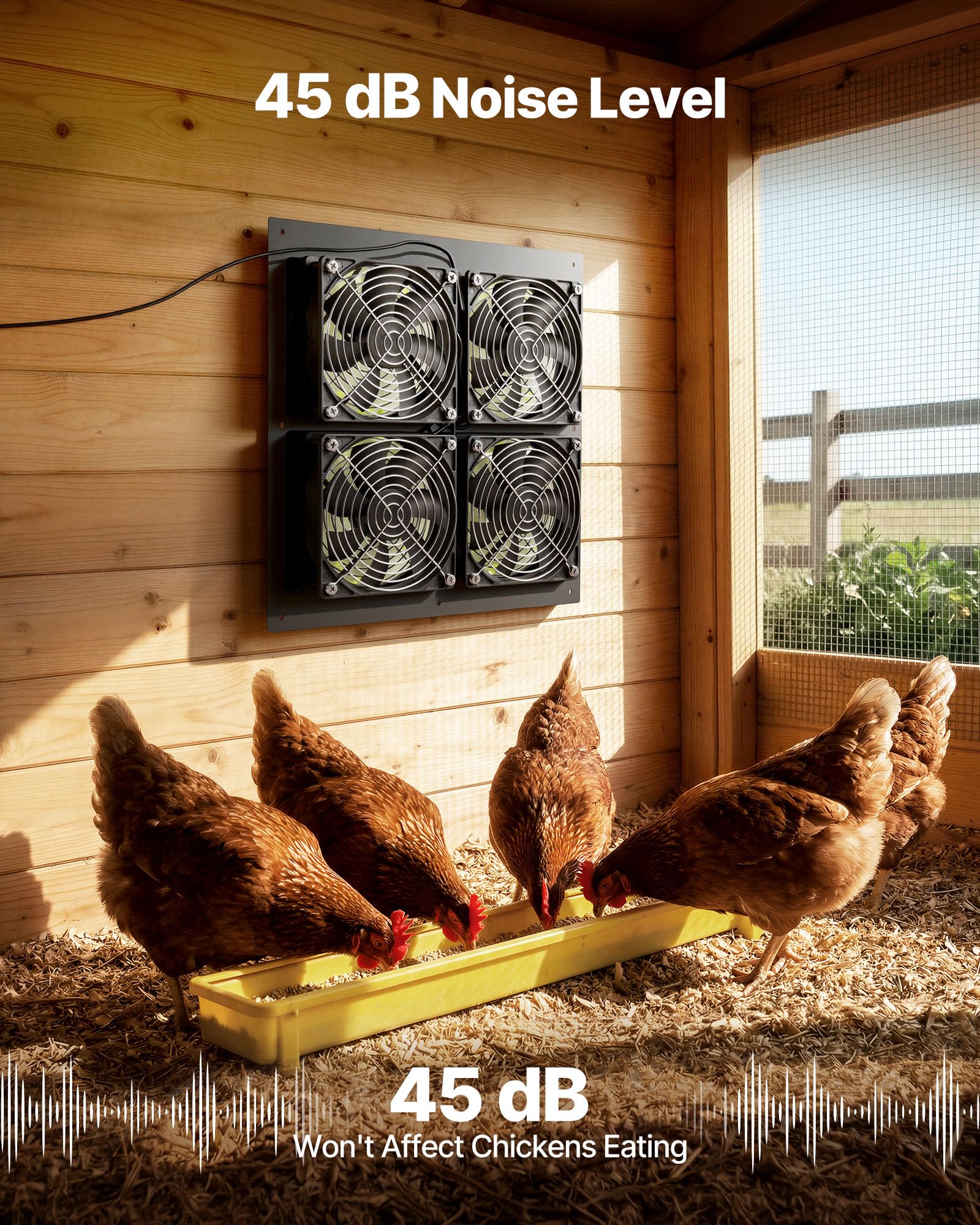 VEVOR Ventilatore ad Energia Solare per Scarico d'Aria, Ventola con Pannello Solare Regolabile da 25 W con 4 Ventole velocità di 2668 Giri/min, Ventilatore per Circolazione d'Aria per Serra Pollaio