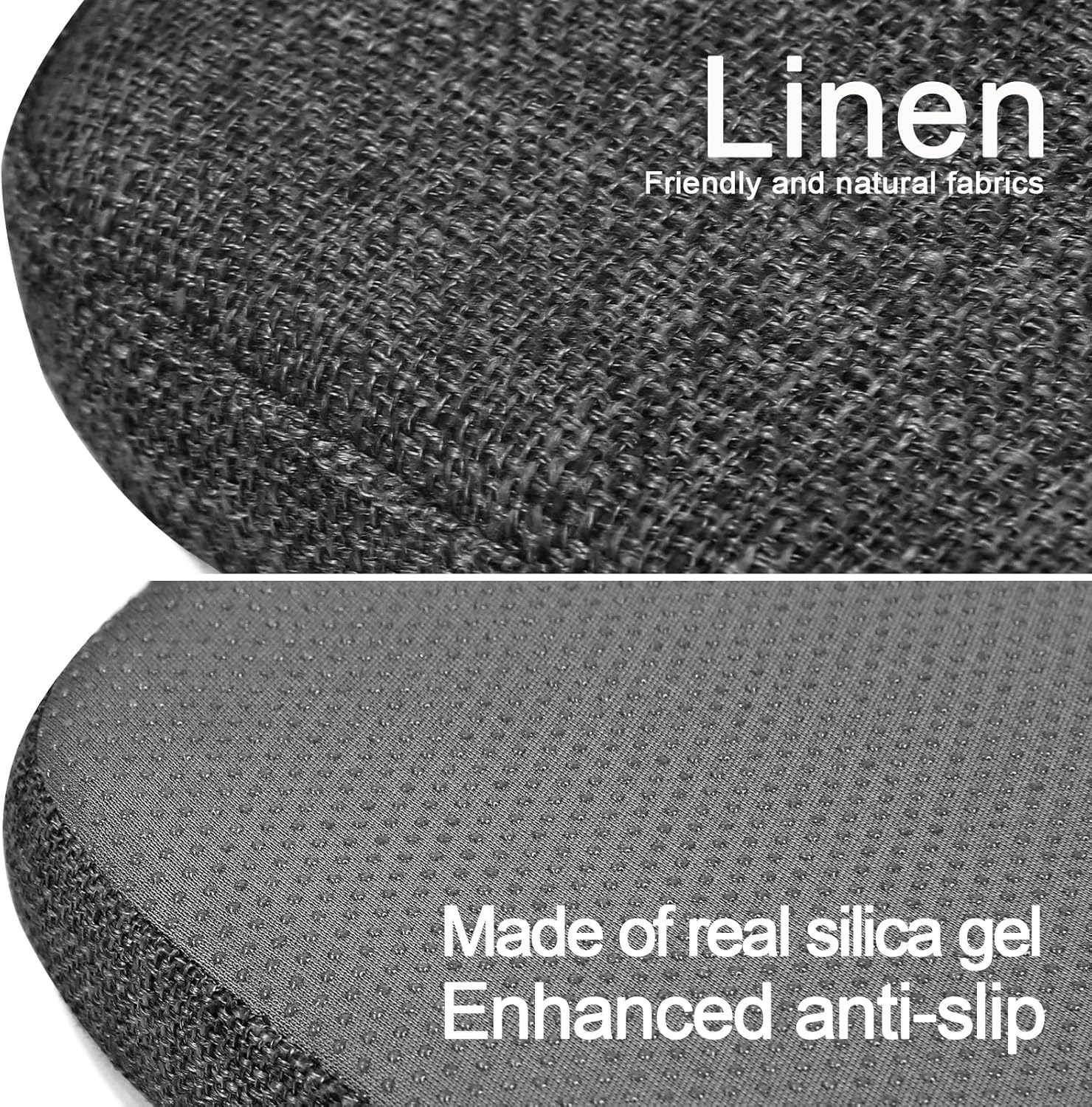 BUYUE Friendly Woven Fabric Magnetic Bar Stool Cushions Set of 4, Enhanced Anti-Slip Breathable Small Chair Seat Pads for Café Bistro Stackable Metal Stools (Square, Dark Gray, 4 Counts)