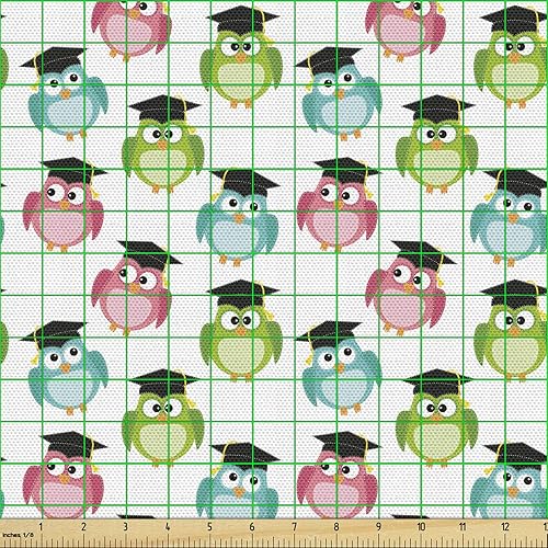 Vista 36 de Lunarable The Yard, tela azul real de The Yard, patrón de cerámica inspirado en el Medio Oriente estilo marroquí, estampado oriental, tela de satén