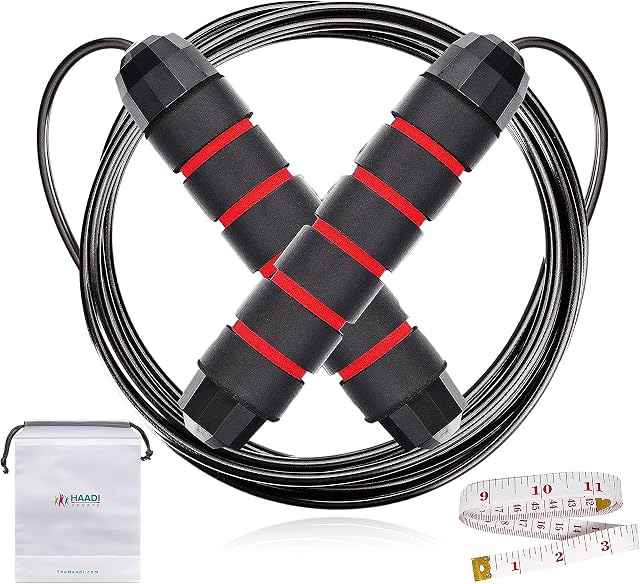 Skipping Rope Adult Fitness for Men Women Speed Jumping Rope Comfortable Handle Workout Equipment Best for Conditioning Exercise Workout Boxing MMA HIIT Interval Training Single & Double Under