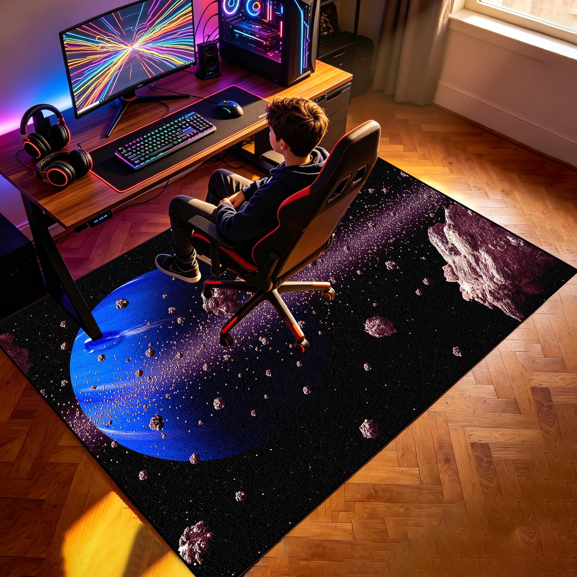 Tapis Chaise Gaming Antidérapant Tapis Chaise de Bureau Tapis de Sol Gamer Tapis Protège-Sol pour Chaise de Bureau Tapis pour Fauteuil Gaming Tapis de Chaise pour Moquette et Parquet 100 x 120 cm