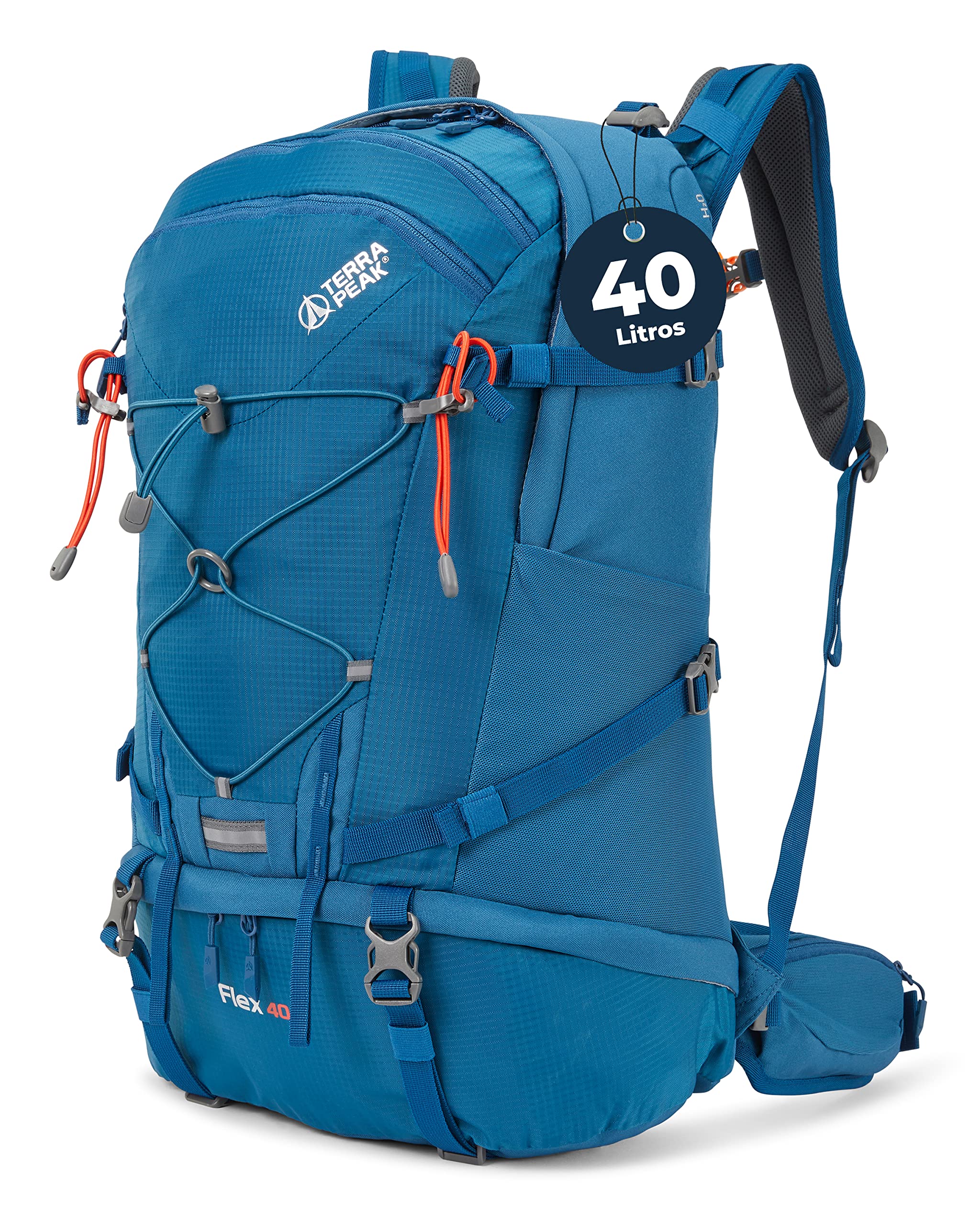 Terra Peak® Mochila de Senderismo 40L para hombre y mujer (FLEX 40 GRANDE) - Mochila de montaña, trekking y viaje para exteriores, ergonómica e impermeable con ventilación trasera (transpirable)