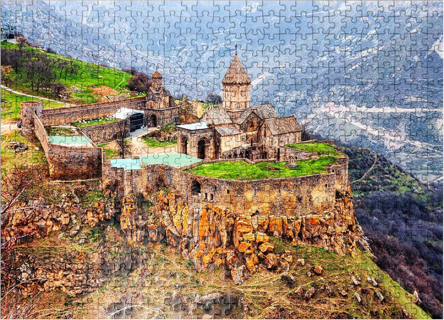 MyPuzzle Tatev, Armenia. Aerial View of 9th Century Armenian Apostolic Monastery Near Tatev Village in Armenia - Premium 500 Piece Jigsaw Puzzle for Adults