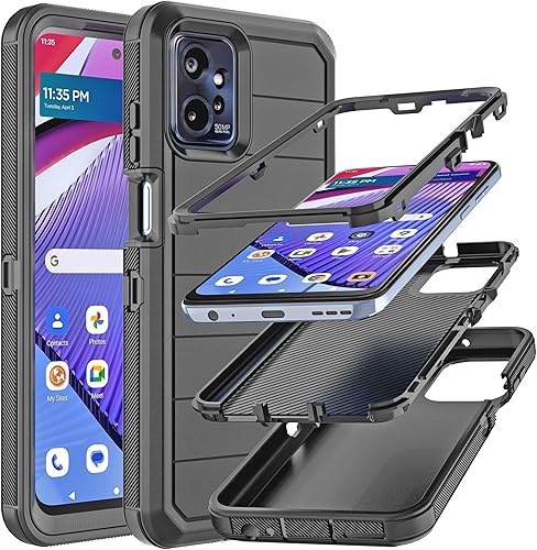 for Moto G Power 2023 5G Case with Built in Screen ProtectorDrop Proof 3-Layer Durable CoverShockproof Armor Drop Protection Solid Rubber Case for
