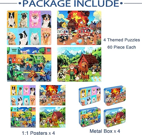 Miniatura 91 de LELEMON Rompecabezas para niños de 4 a 8 años, rompecabezas de 100 piezas para niños, rompecabezas educativos para niños en una caja de metal