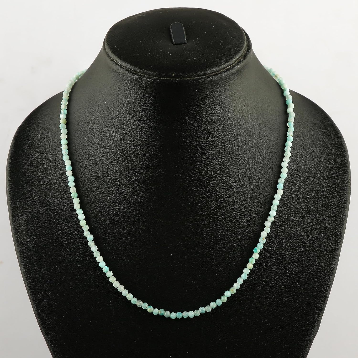 TGH Natural Gemstone Handmade Beaded Necklace - Faceted 3-3.5mm Healing Crystal Beads - 16+2 Inch Silver Plated Brass Chain - Birthstone Jewelry