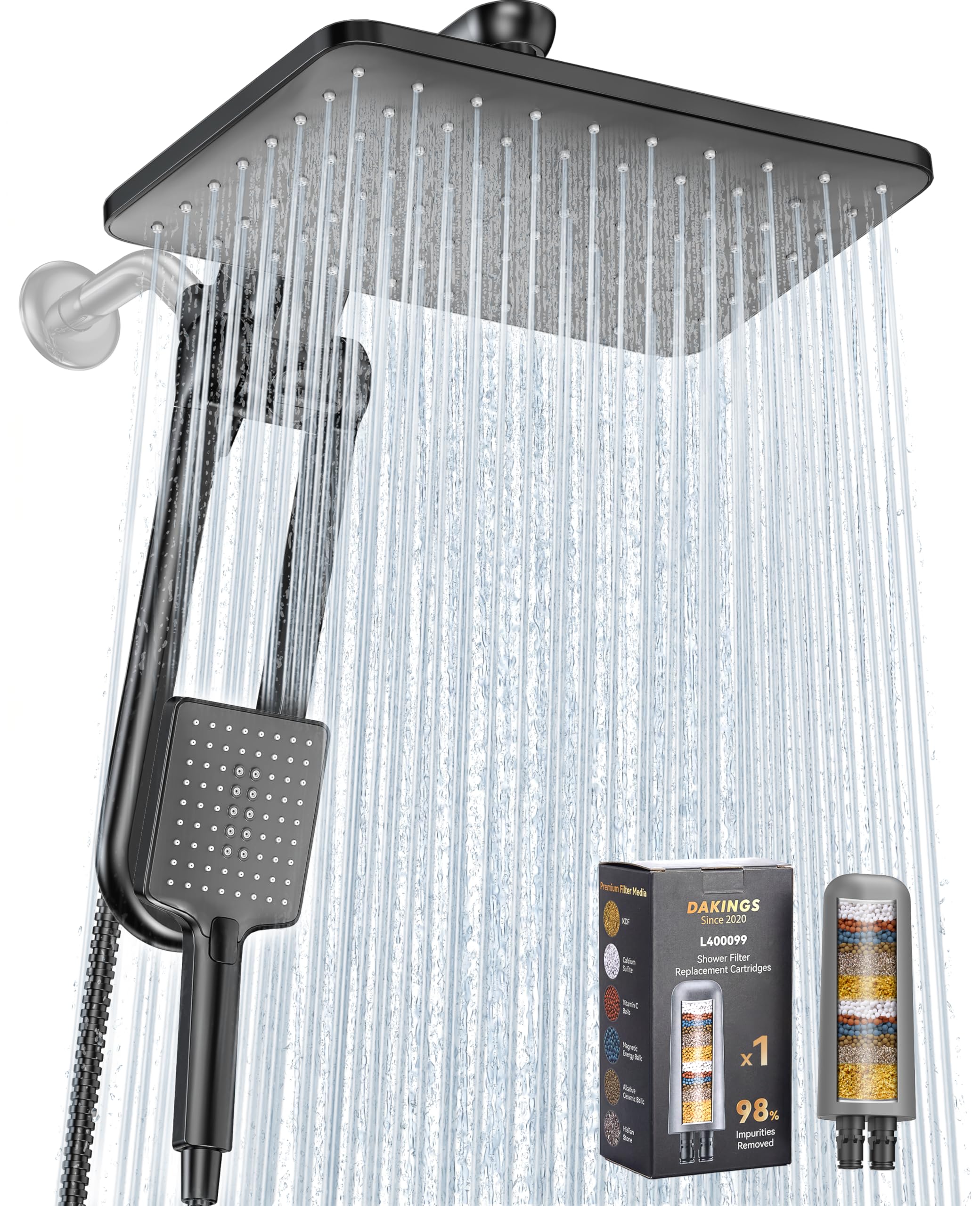 Dual Filtered Rainfall Handheld Showerhead Spray Combo