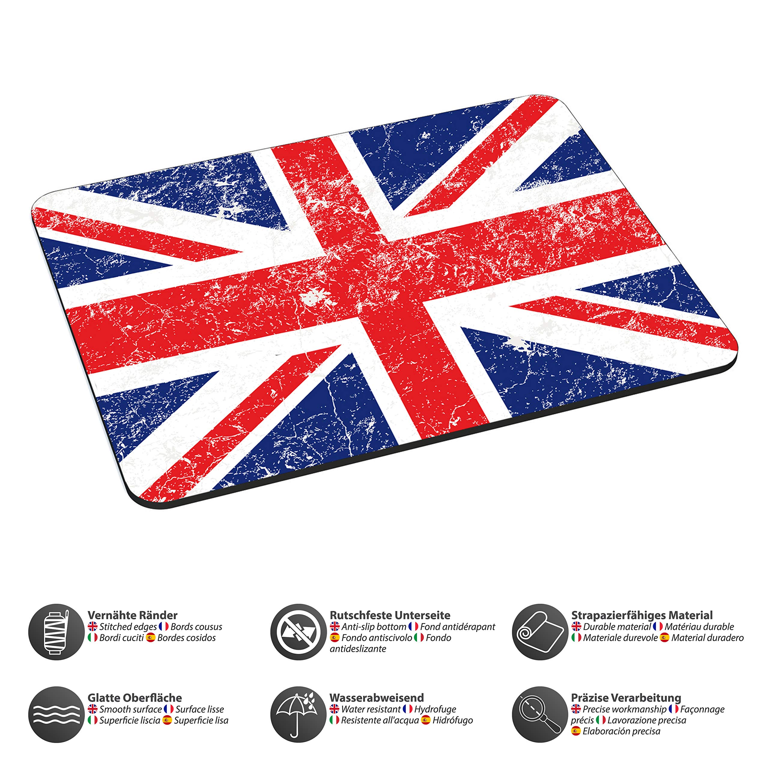 PEDEA Gaming und Office Mauspad - 220 x 180 mm - mit vernähten Rändern und rutschfester Unterseite, Union Jack - 3