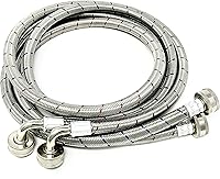 SharkIndustrial 2-Pack 8FT Stainless Steel Washing Machine Hoses - Burst-Proof, No-Lead, Universal 90° Elbow, 10-Year Warranty