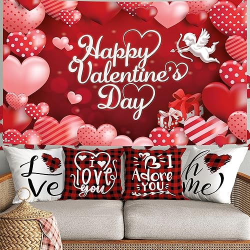 KatchOn, TelĂłn de fondo de feliz dĂa de San ValentĂn XL, paquete de 5 fundas de almohada blancas de San ValentĂn, pancarta de feliz dĂa de San KatchOn, TelĂłn de fondo de feliz dĂa de San ValentĂn XL, paquete de 5 fundas de almohada blancas de San ValentĂn, pancarta de feliz dĂa de San