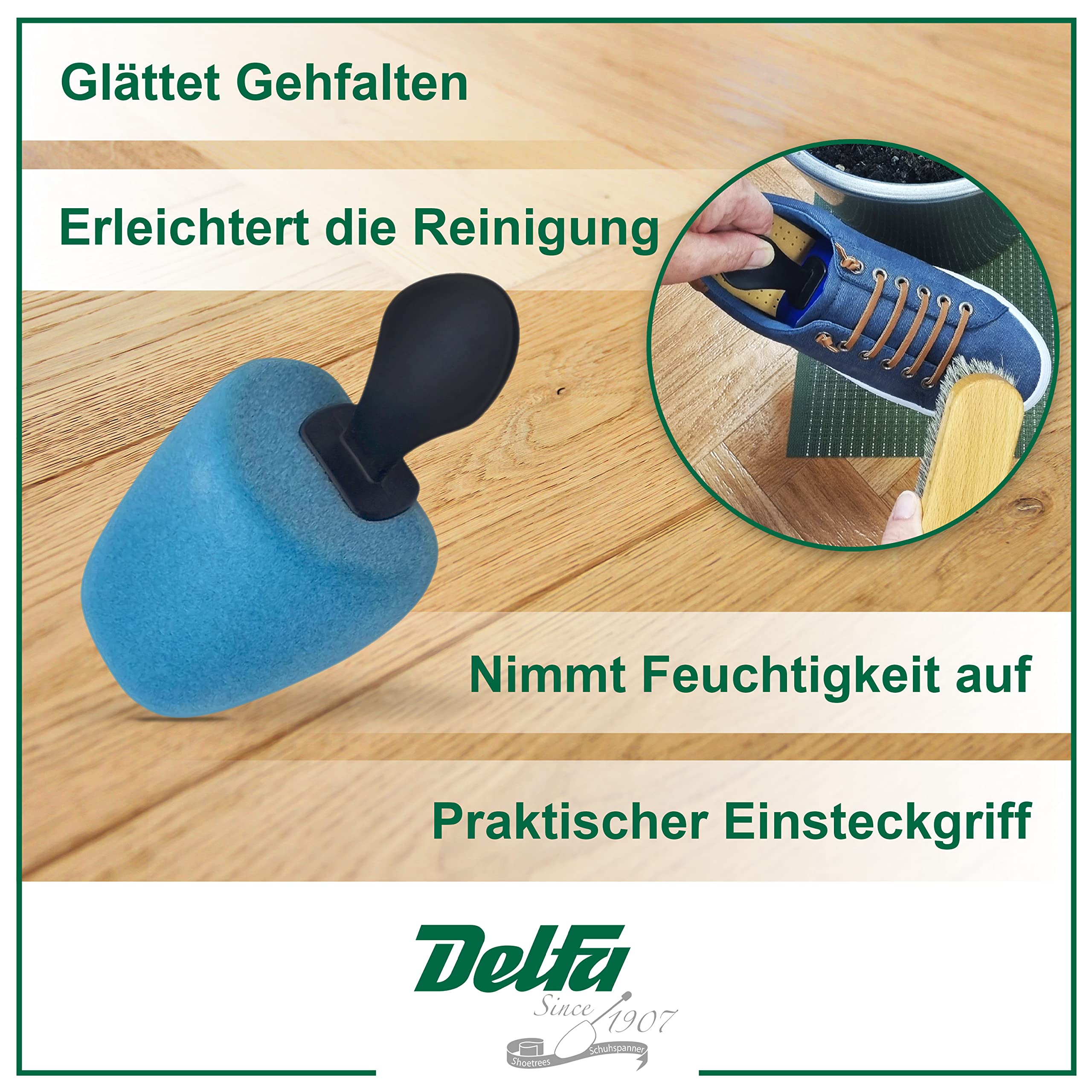 DELFA Samty - Horma de espuma para zapatos (forma cuadrada), para mujer, talla 37-41, azul claro, Einheitsgröße