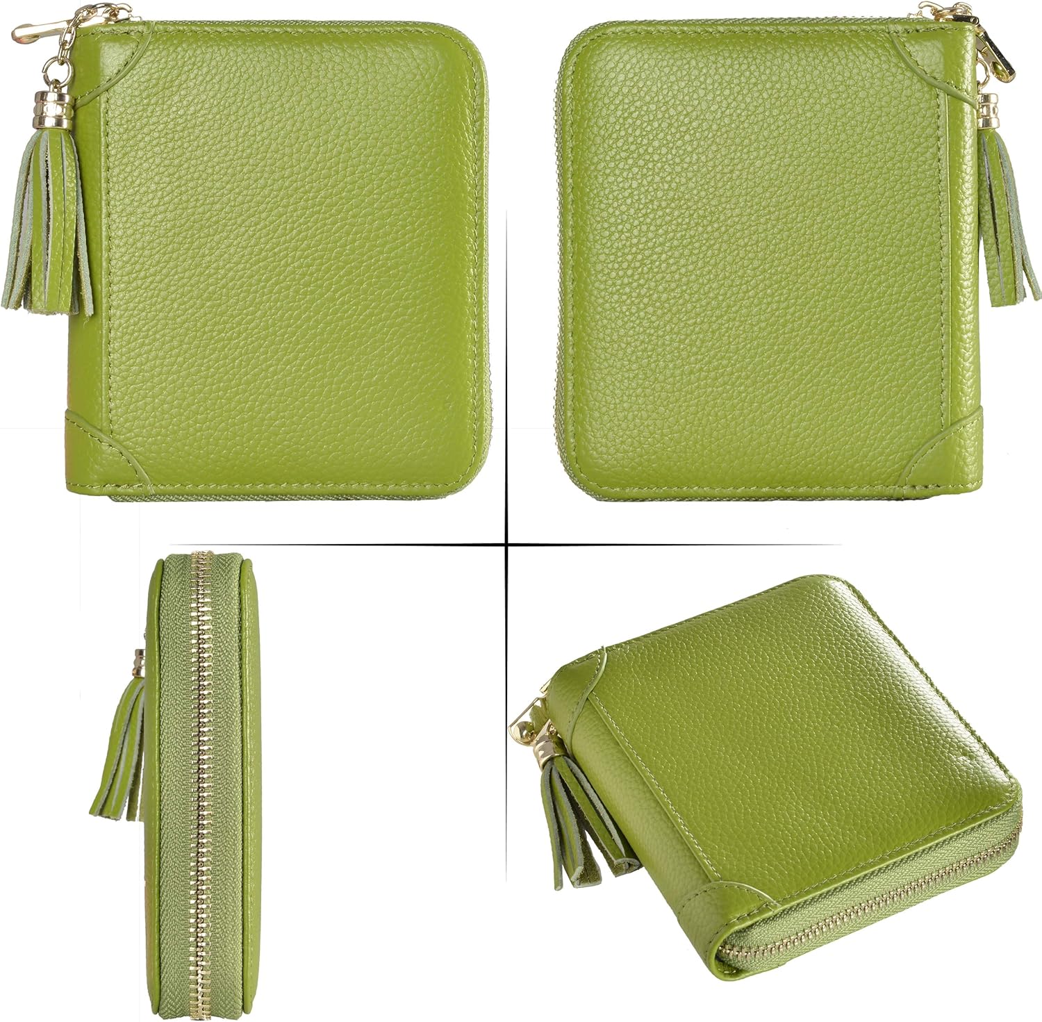Easyoulife Womens Credit Card Holder Wallet Zip Leather Card Case RFID Blocking (Green) - Image 6