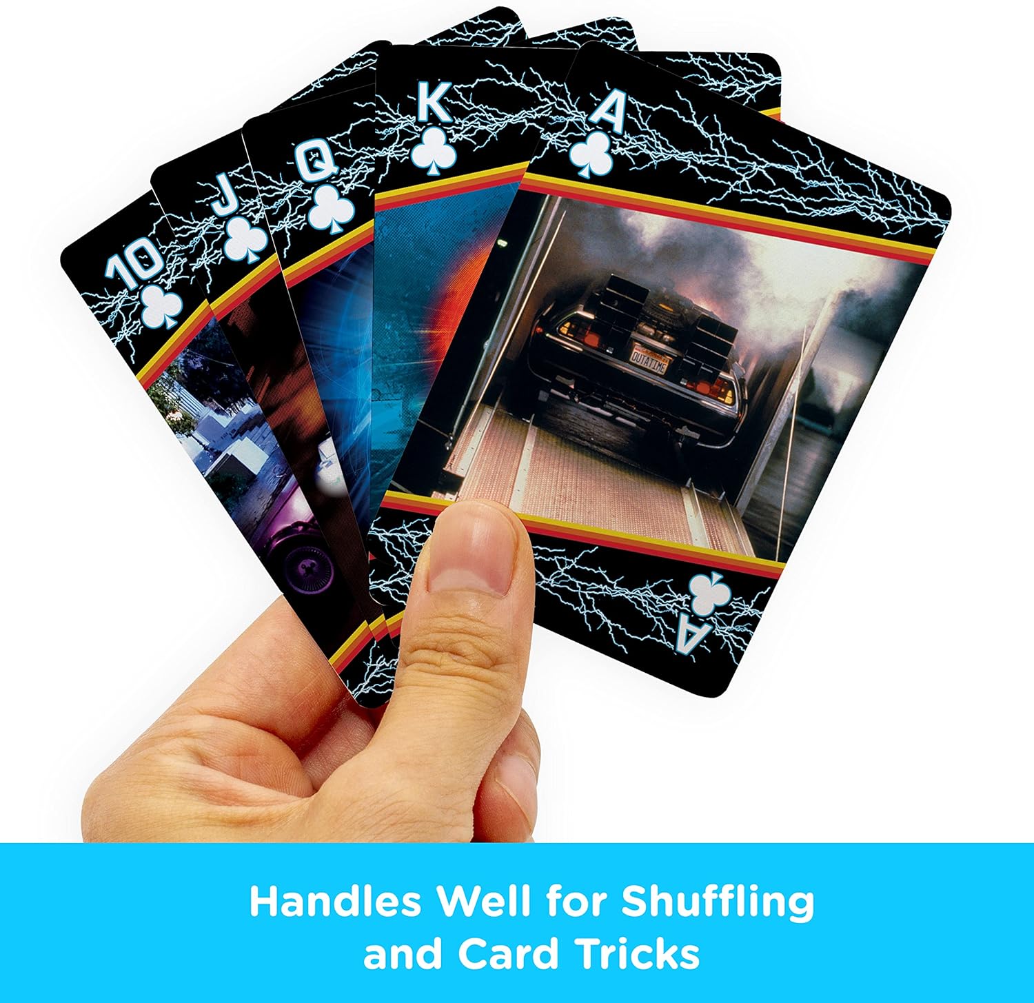 AQUARIUS Back to The Future Playing Cards - Back to The Future Themed Deck of Cards for Your Favorite Card Games - Officially Licensed BTTF Merchandise & Collectibles, Black, Red, Yellow, 2.5 x 3.5