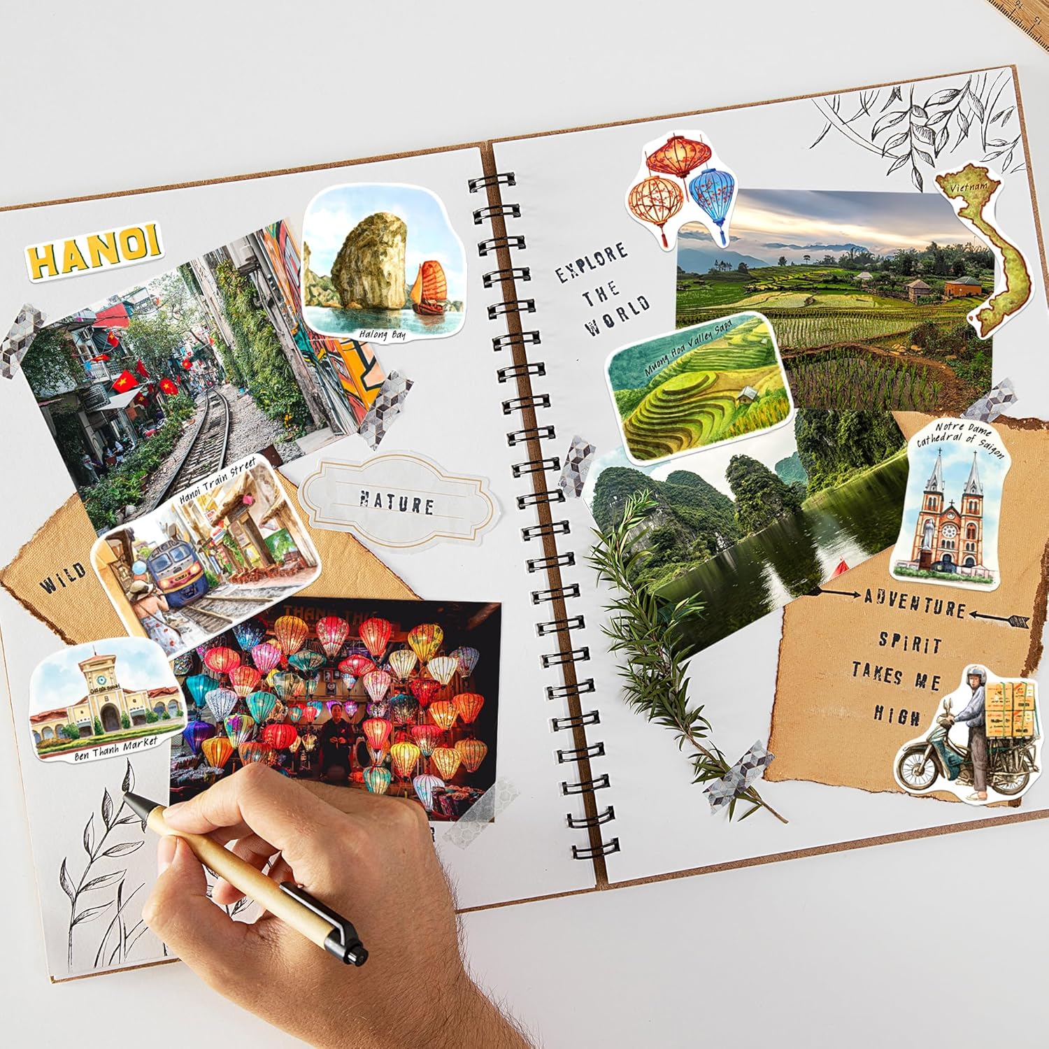 Navy Peony Vibrant Vietnam Travel Stickers (29pcs) - Watercolor, Vietnamese-Themed Vacation Decals for Journals, Scrapbooks, Luggage, Tumbler - Image 3