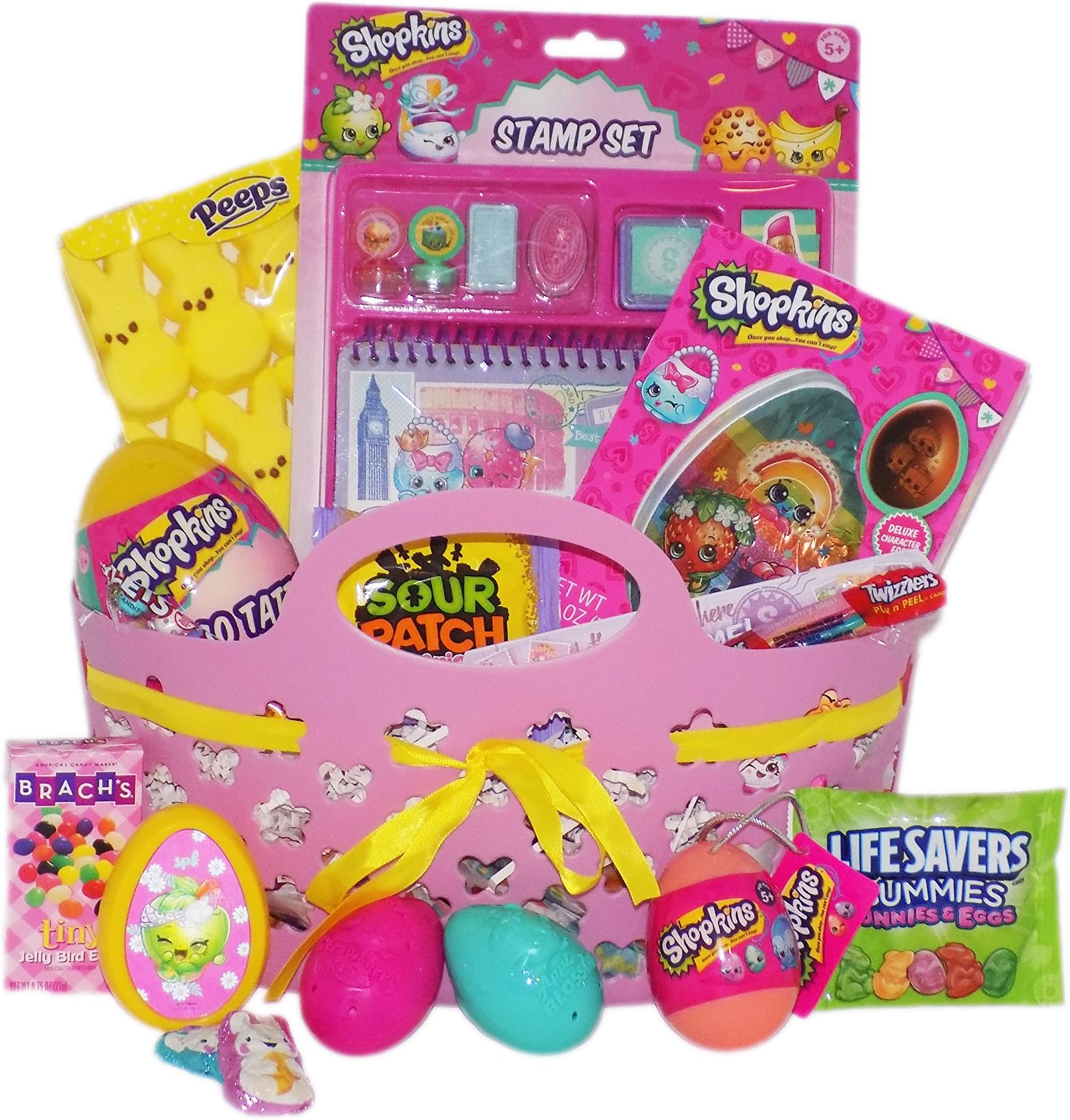 Adorable Shopkins Candy and Toy Gift Basket in Shopping Bag